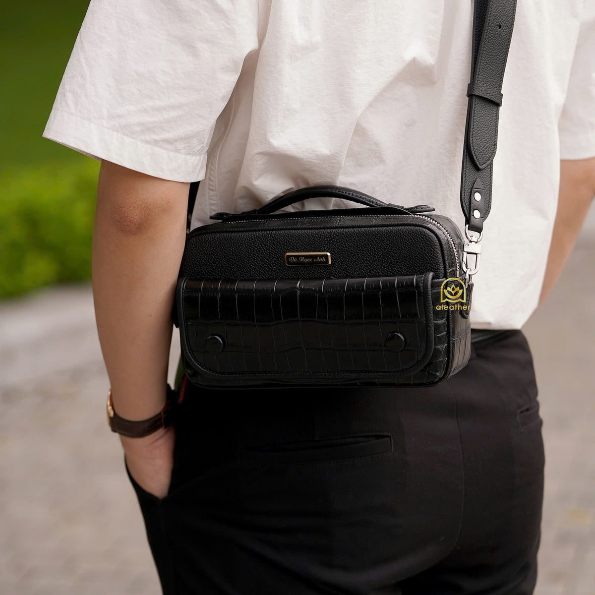 The Voyage Pouch by Aleather — Handmade Togo & Alligator Leather Crossbody