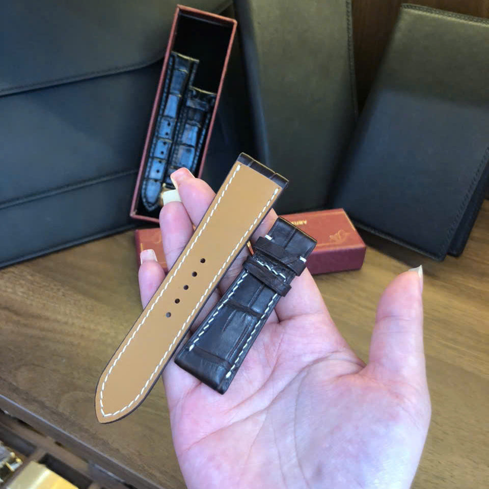 Black Alligator Leather Watch Strap for Cartier Drive Retrograde VGNM0005