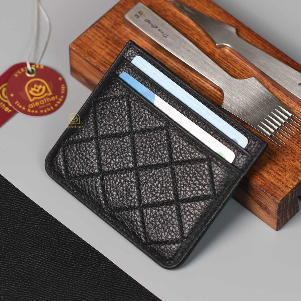 Card Holder in Black Epsom Leather