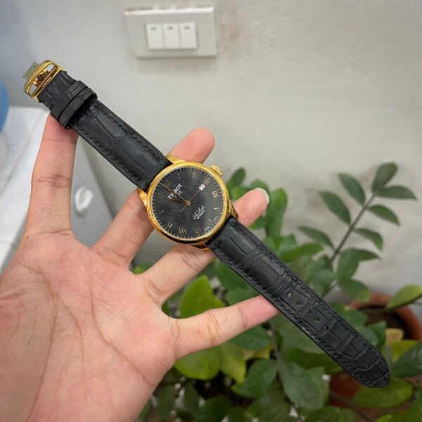 Handcrafted Matte Black Double-Sided Alligator Leather Watch Strap