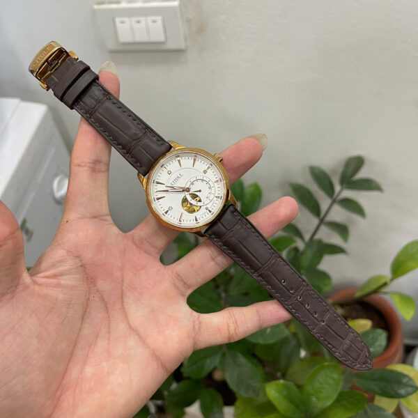 Handcrafted Classic Brown Double-Sided Alligator Leather Watch Strap