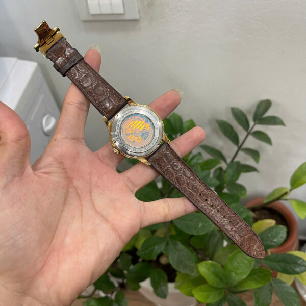 Handcrafted Classic Brown Double-Sided Alligator Leather Watch Strap