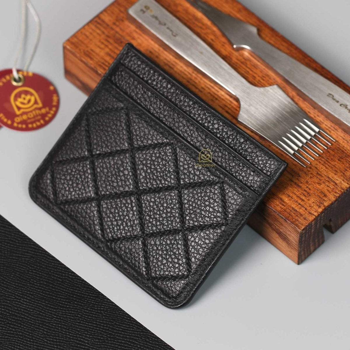 Card Holder in Black Epsom Leather