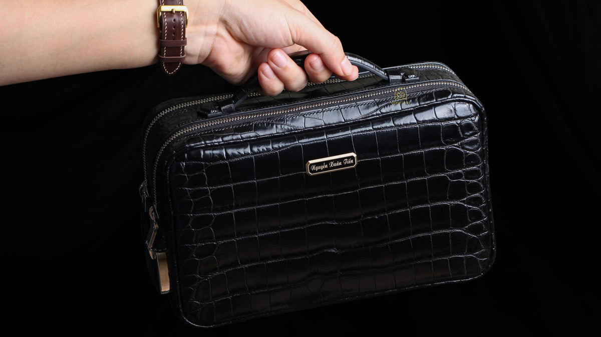 The Double Zip Alligator Clutch by Aleather Handmade