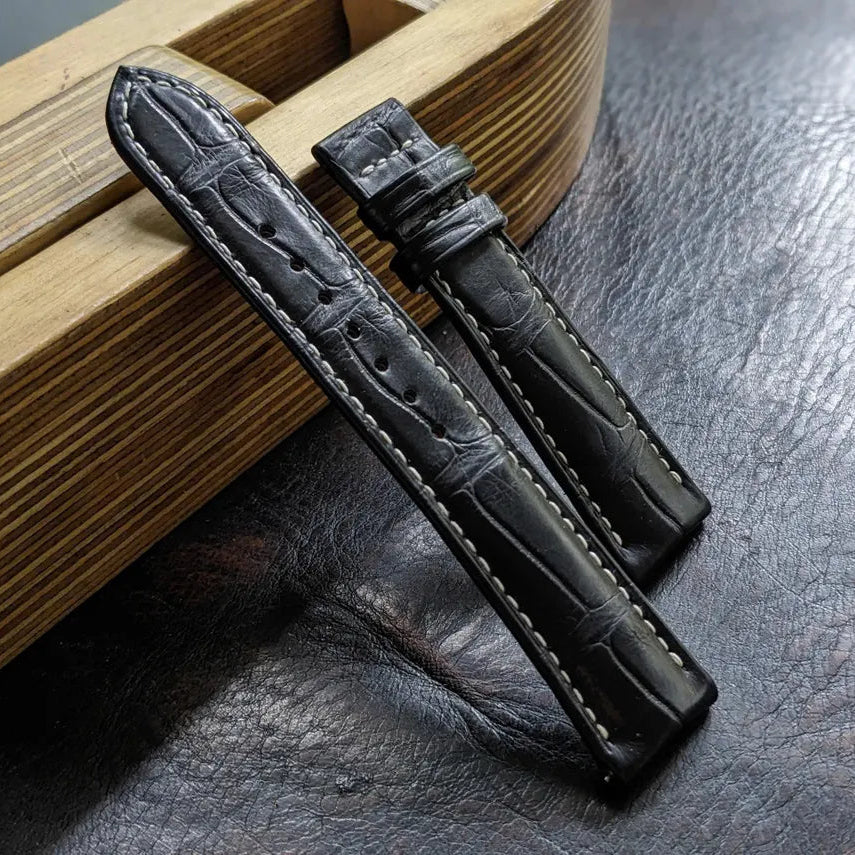 Black Leather Watch Strap for Zenith - Handcrafted Replacement Band - Aleather Handmade