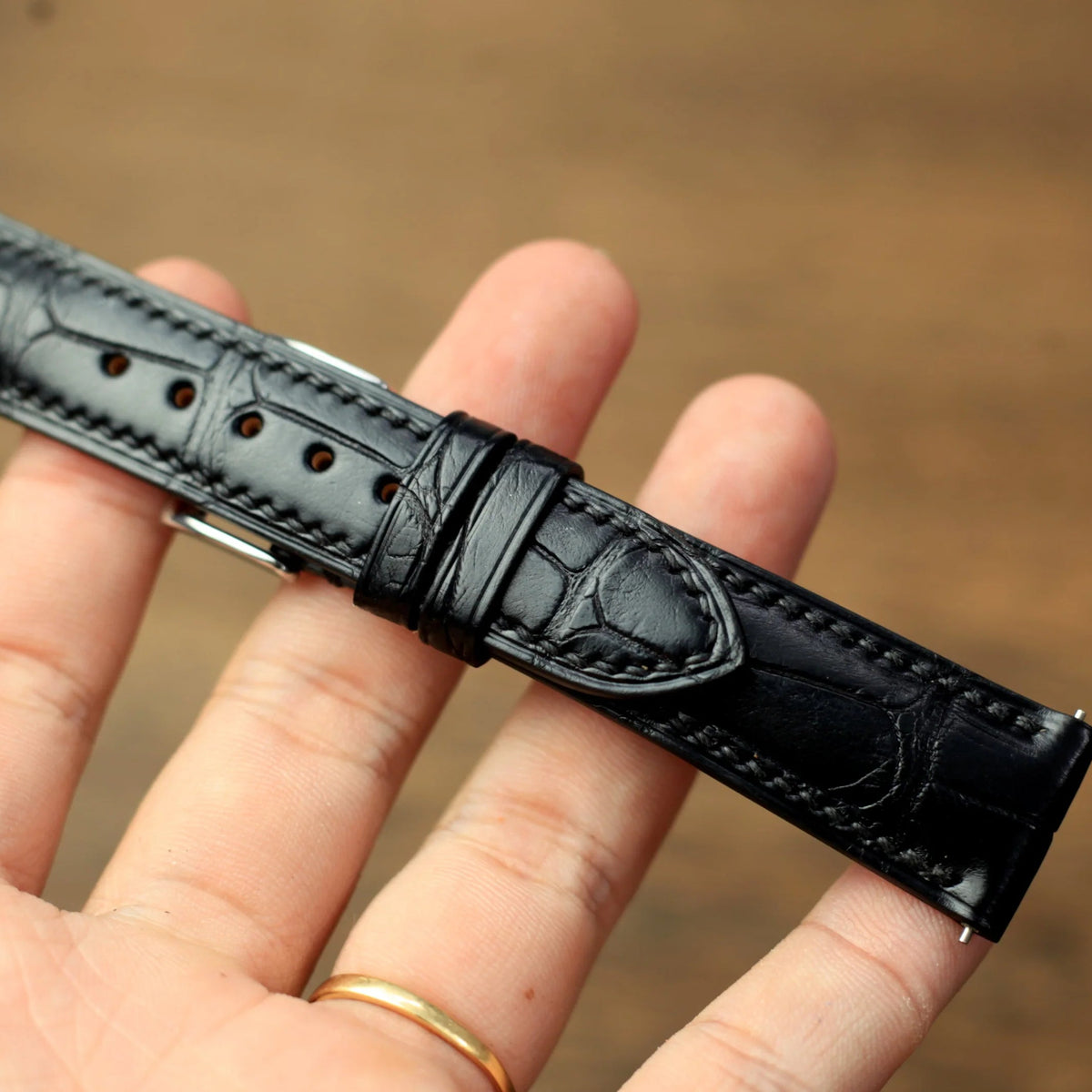 Black Leather Watch Strap for Zenith - Handcrafted Replacement Band - Aleather Handmade