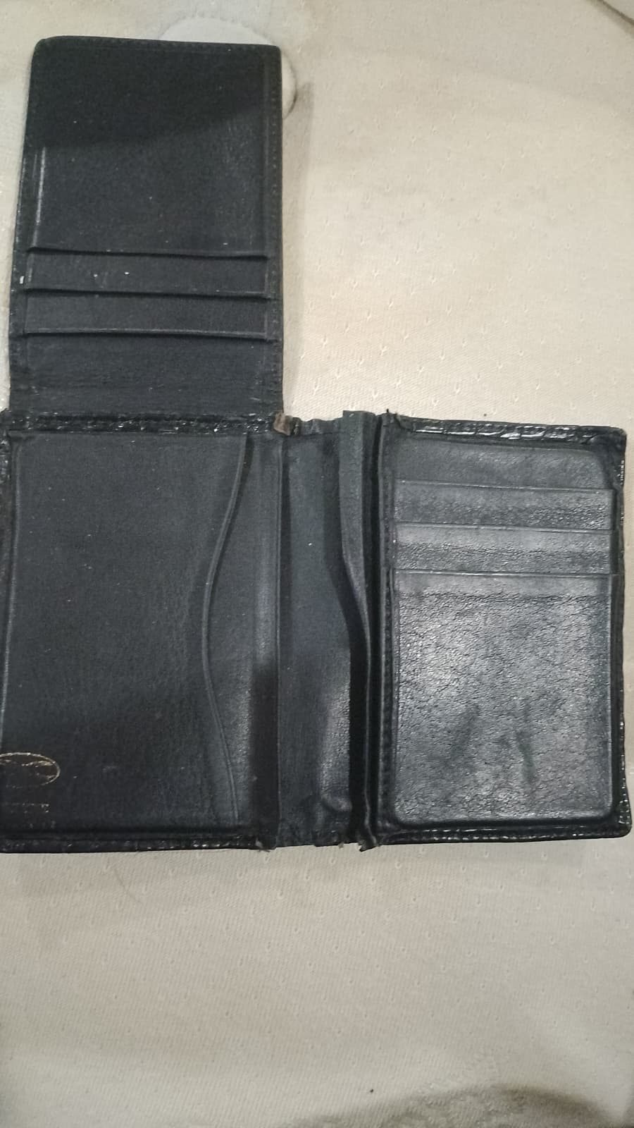 Custom 2 Navy Blue French Alligator Leather Wallet – Personalized Design