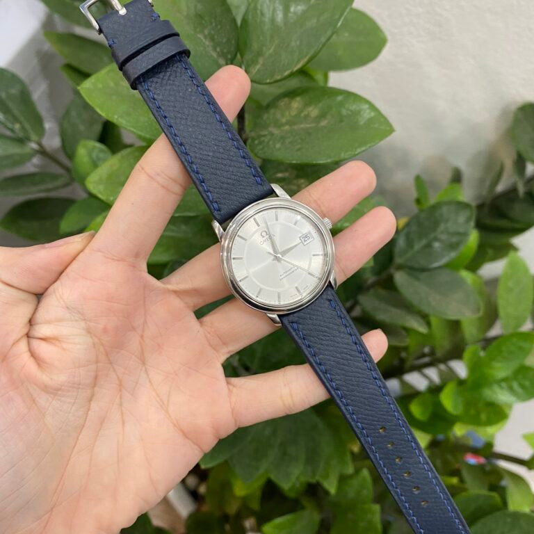 Men's Navy Epsom Leather Watch Strap for Longines