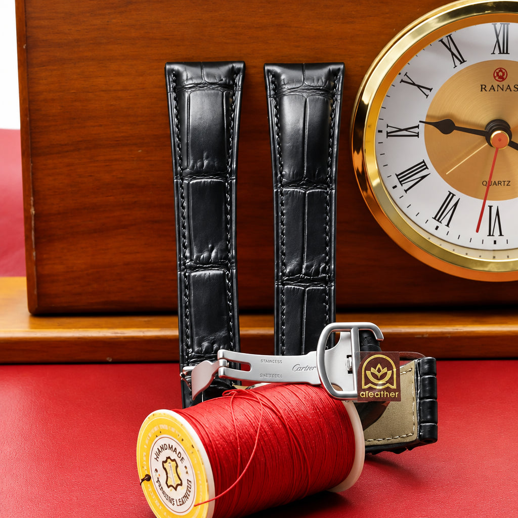 Tank Cartier Alligator Leather Strap – Handcrafted Watch Band for Genuine Cartier OEM Buckle – Aleather Handmade