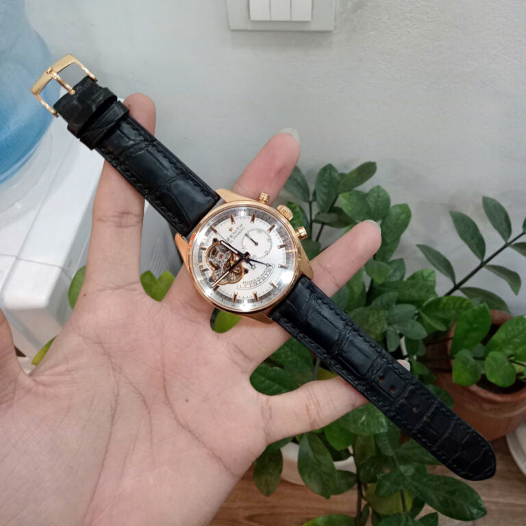Black Alligator Leather Watch Strap for Zenith El Primero Chronomaster Open Power Reserve