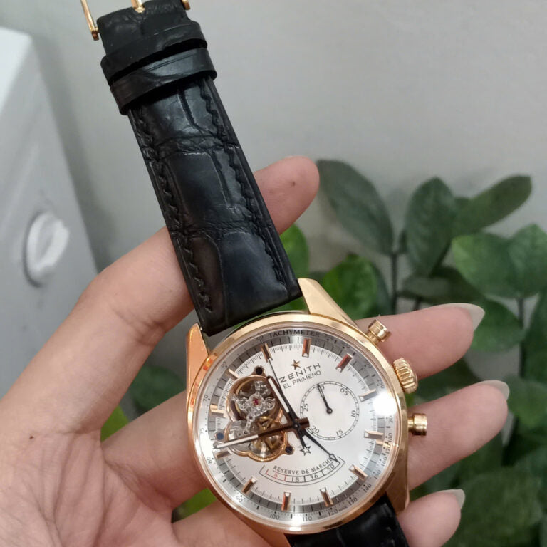 Black Leather Watch Strap for Zenith - Handcrafted Replacement Band - Aleather Handmade