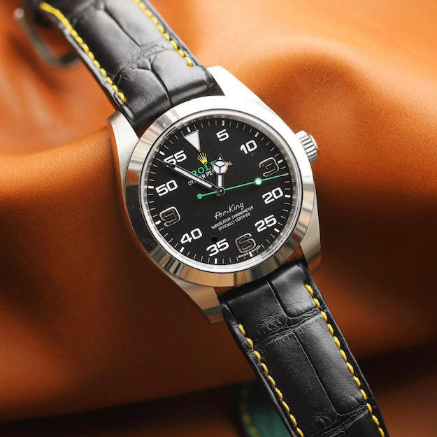 Rolex Air King Alligator Leather Strap – Handcrafted Watch Band for Genuine Rolex OEM Buckle – Aleather Handmade