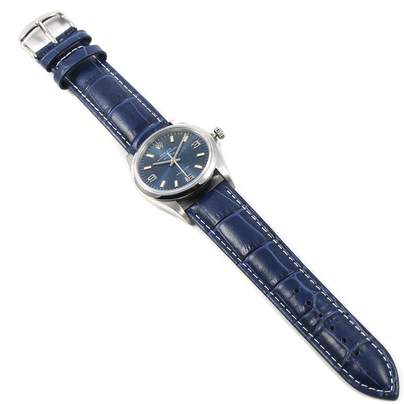 Rolex Air King Alligator Leather Strap – Handcrafted Watch Band for Genuine Rolex OEM Buckle – Aleather Handmade