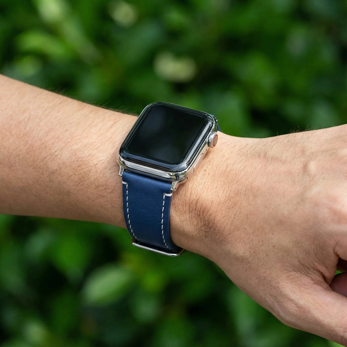 Navy Blue Leather Apple Watch Band - Handcrafted Replacement Strap | Aleather Handmade