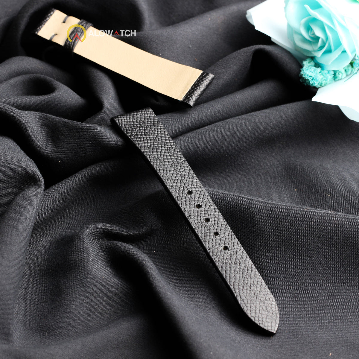 Black Leather Watch Strap - Custom Handcrafted Replacement Band - Aleather Handmade