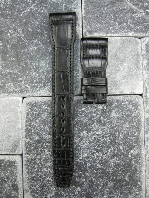 Black Alligator Leather Watch Strap for IWC - Handcrafted Replacement Band - Aleather Handmade
