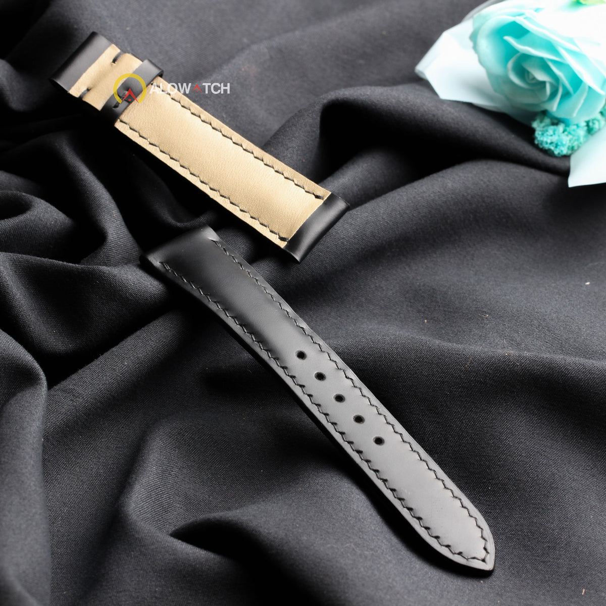Black Leather Watch Strap for Zenith - Handcrafted Replacement Band - Aleather Handmade