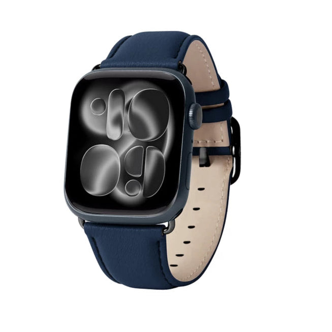 Navy Blue Leather Apple Watch Band - Handcrafted Replacement Strap | Aleather Handmade