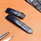 Navy Blue Alligator Leather Watch Strap for Longines - Handcrafted Replacement Band - Aleather Handmade