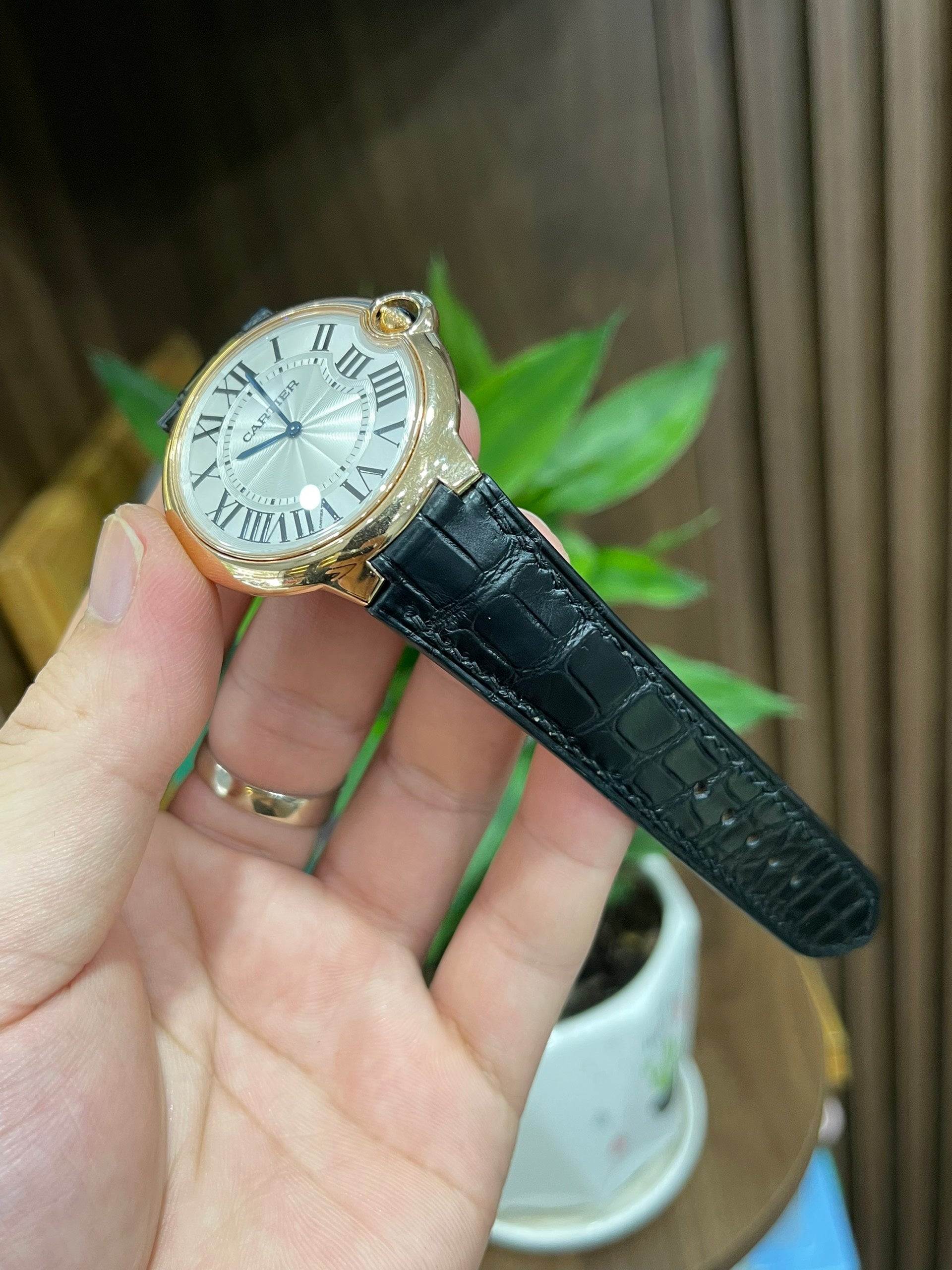 Double Sided Black Alligator Strap for Cartier