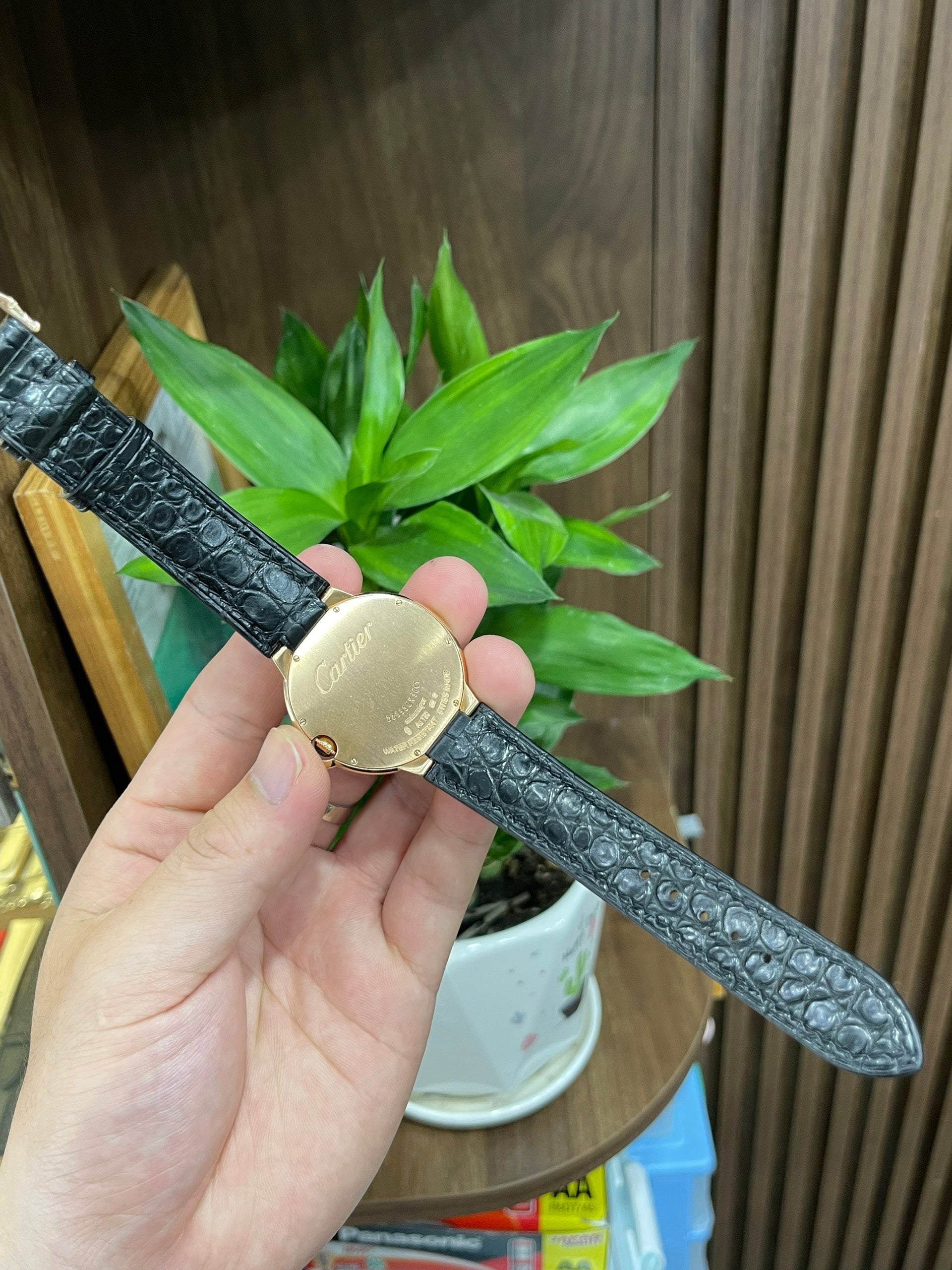 Double Sided Black Alligator Strap for Cartier