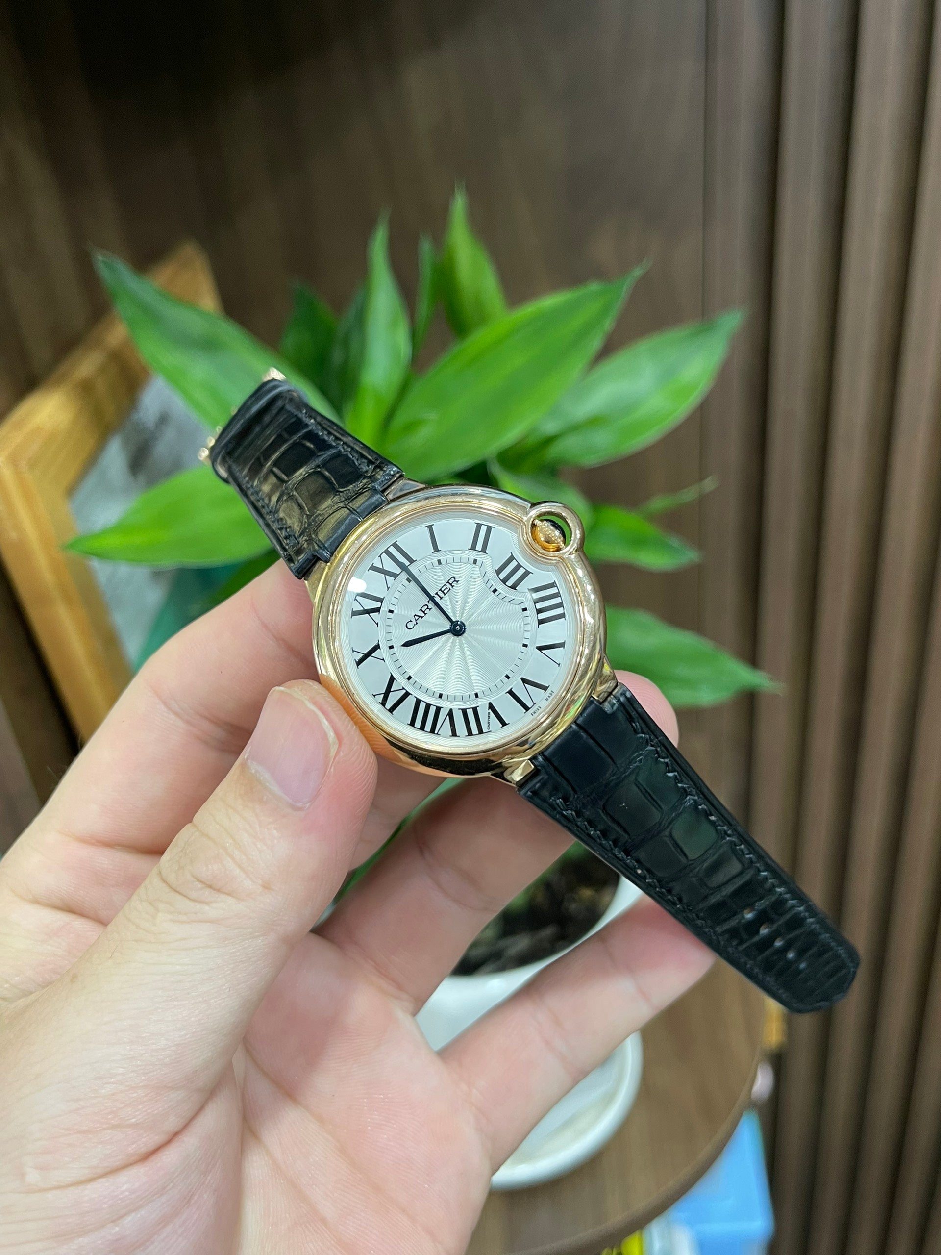 Double Sided Black Alligator Strap for Cartier