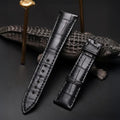 Premium Black Alligator Leather Strap for Rolex - Handcrafted Replacement Band - Aleather Handmade