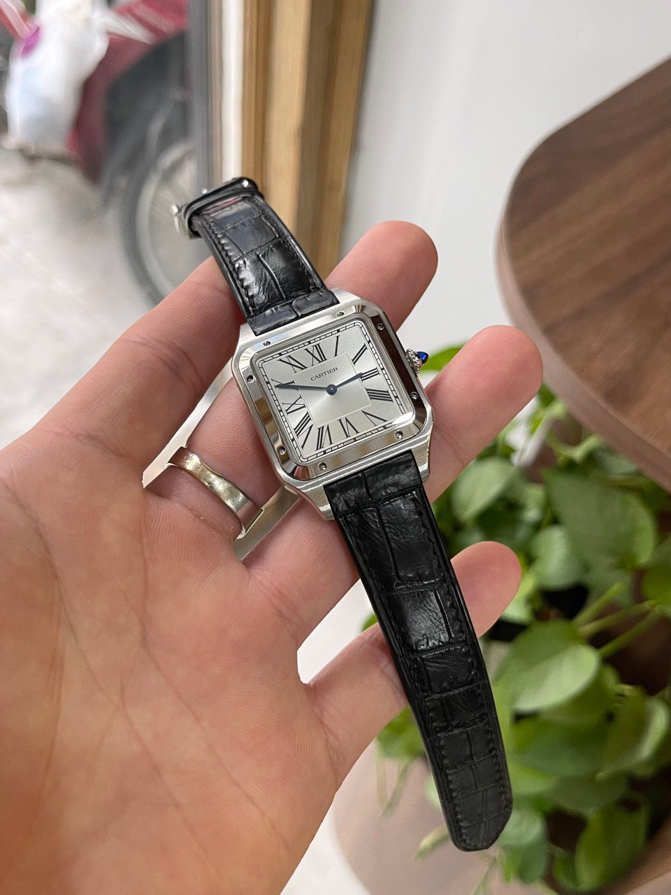 Double Sided Black Alligator Strap for Cartier
