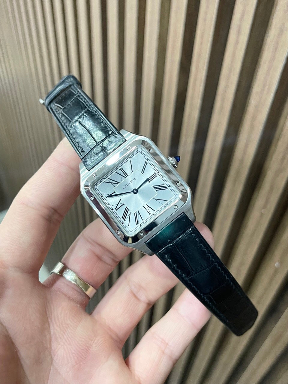 Double Sided Black Alligator Strap for Cartier