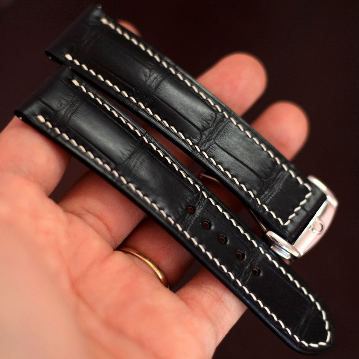 Omega Leather Strap – Alligator Watch Band for Seamaster  – Aleather Handmade