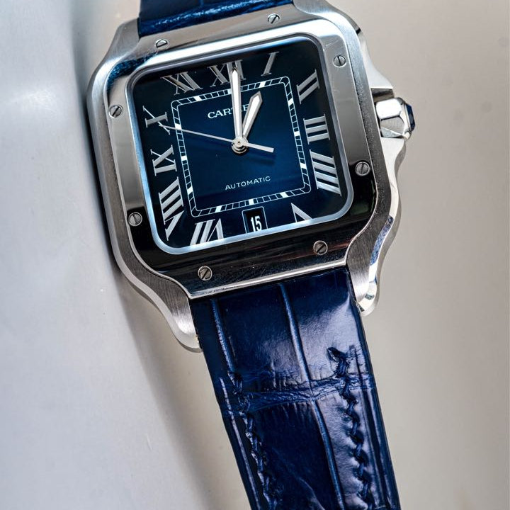 Santos de Cartier Alligator Leather Strap – Handcrafted Watch Band for Genuine Cartier OEM Buckle – Aleather Handmade