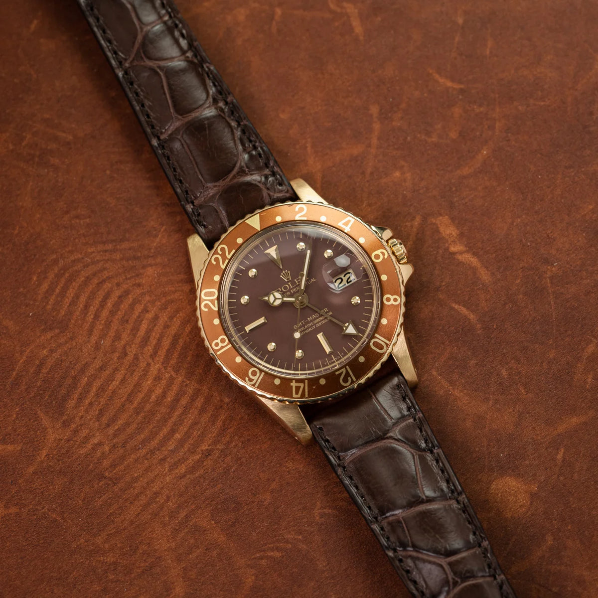 Rolex GMT Master Alligator Leather Strap – Handcrafted Watch Band for Genuine Rolex OEM Buckle – Aleather Handmade