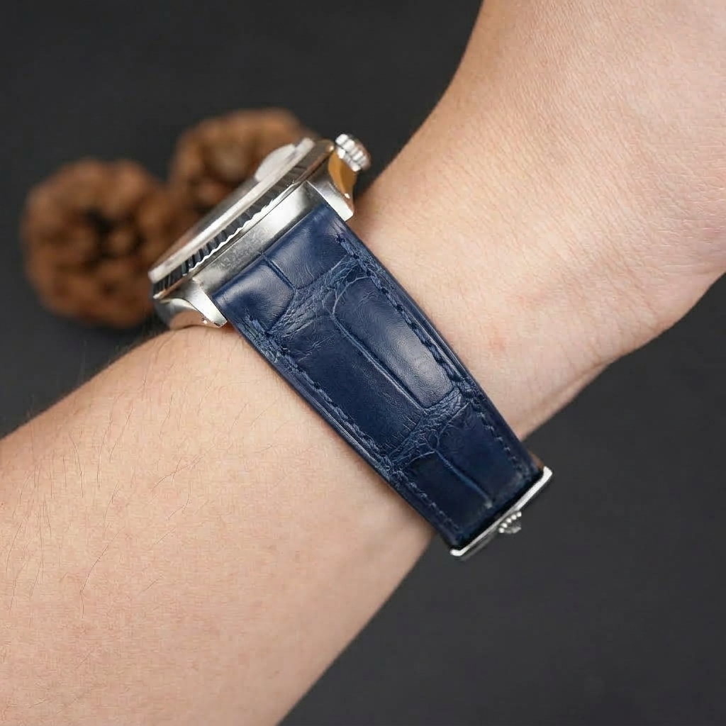 Rolex Daytona Alligator Leather Strap – Handcrafted Watch Band for Genuine Rolex OEM Buckle – Aleather Handmade