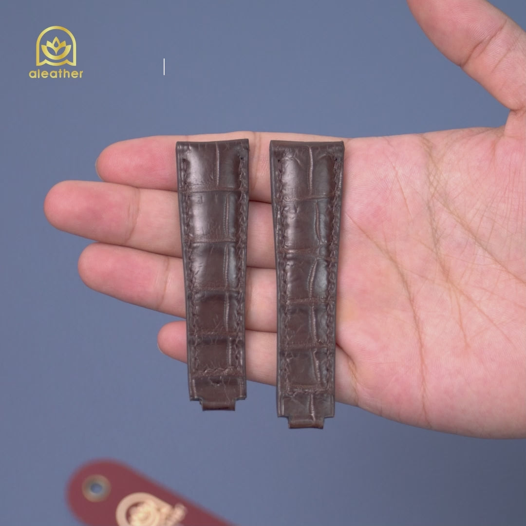 Rolex Daytona Alligator Leather Strap – Handcrafted Watch Band for Genuine Rolex OEM Buckle – Aleather Handmade