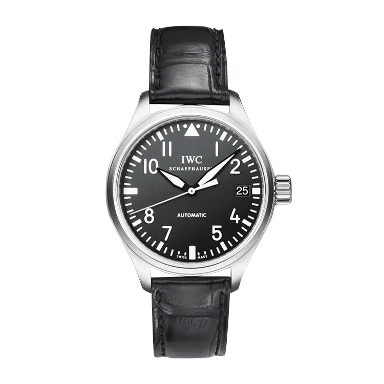 Black Alligator Leather Watch Strap for IWC - Handcrafted Replacement Band - Aleather Handmade