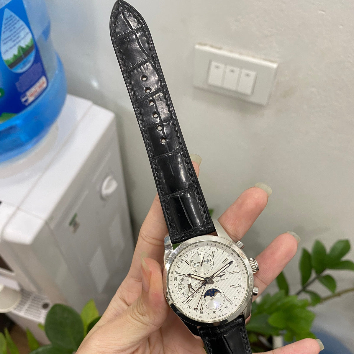 Men's Black Alligator Leather Watch Strap - Handmade Genuine Leather Watch Band - Aleather Handmade