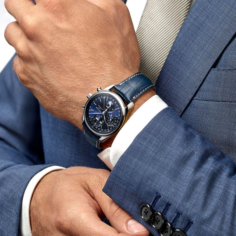 Men's Navy Blue Alligator Leather Watch Strap - Handmade Genuine Leather Watch Band - Aleather Handmade
