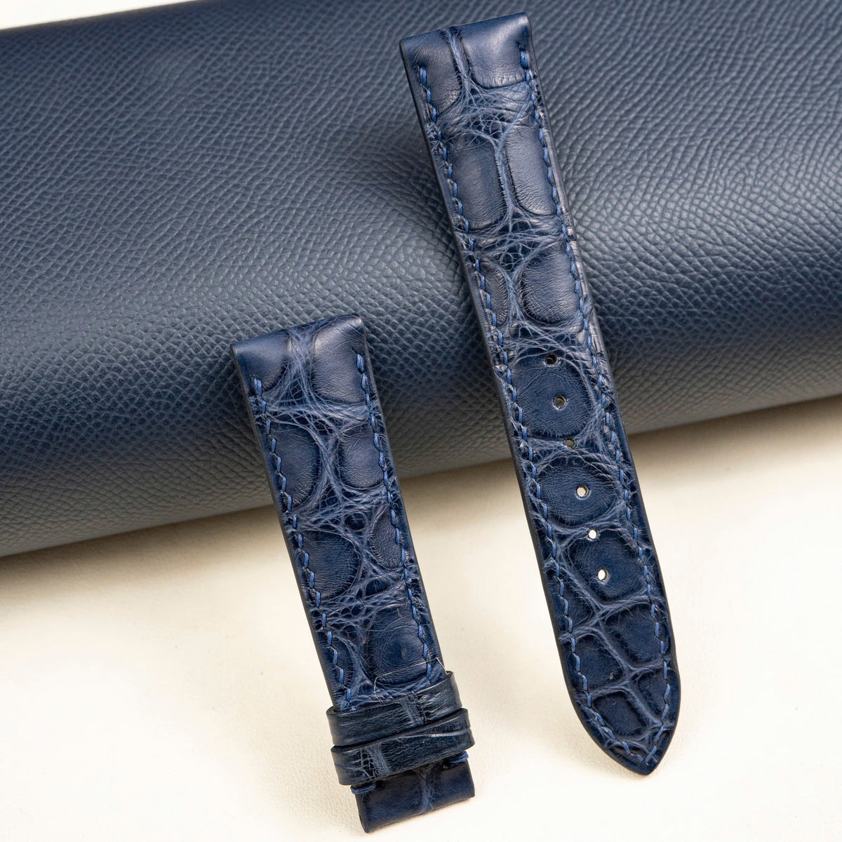 Premium Navy Blue Alligator Leather Strap for Rolex - Handcrafted Replacement Band - Aleather Handmade