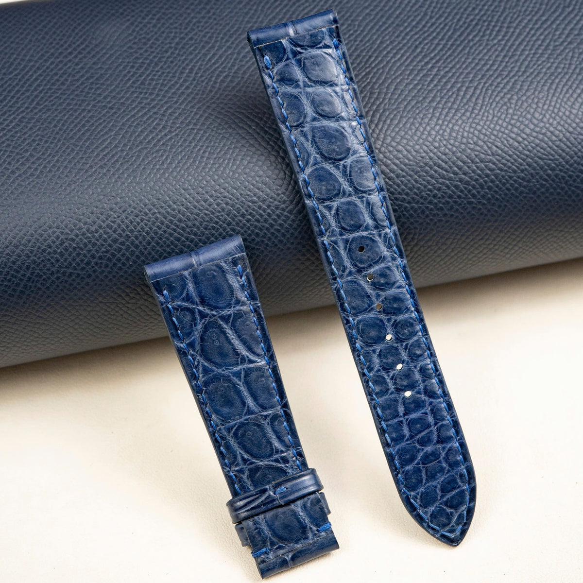 Premium Navy Blue Alligator Leather Strap for Rolex - Handcrafted Replacement Band - Aleather Handmade
