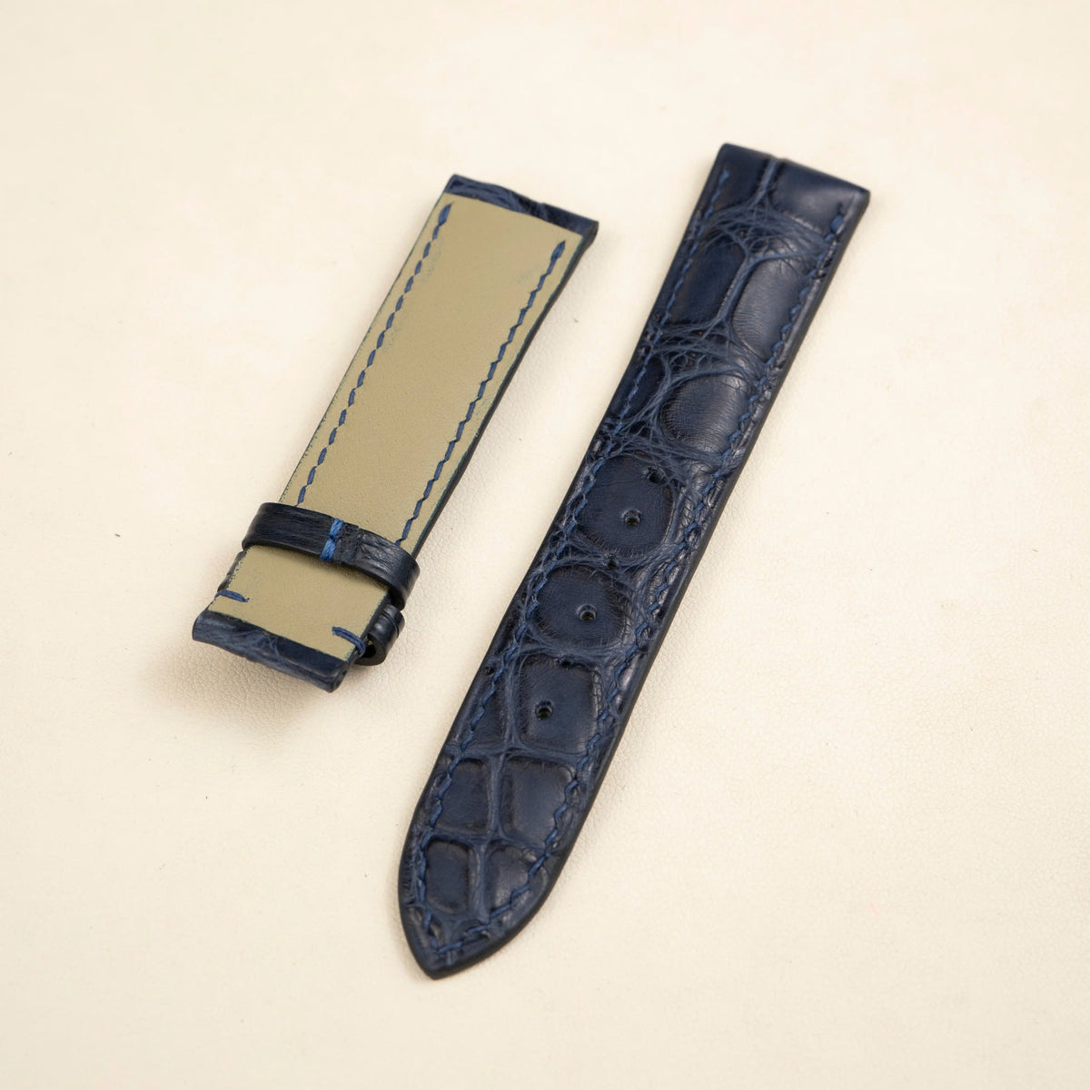 Premium Navy Blue Alligator Leather Strap for Rolex - Handcrafted Replacement Band - Aleather Handmade