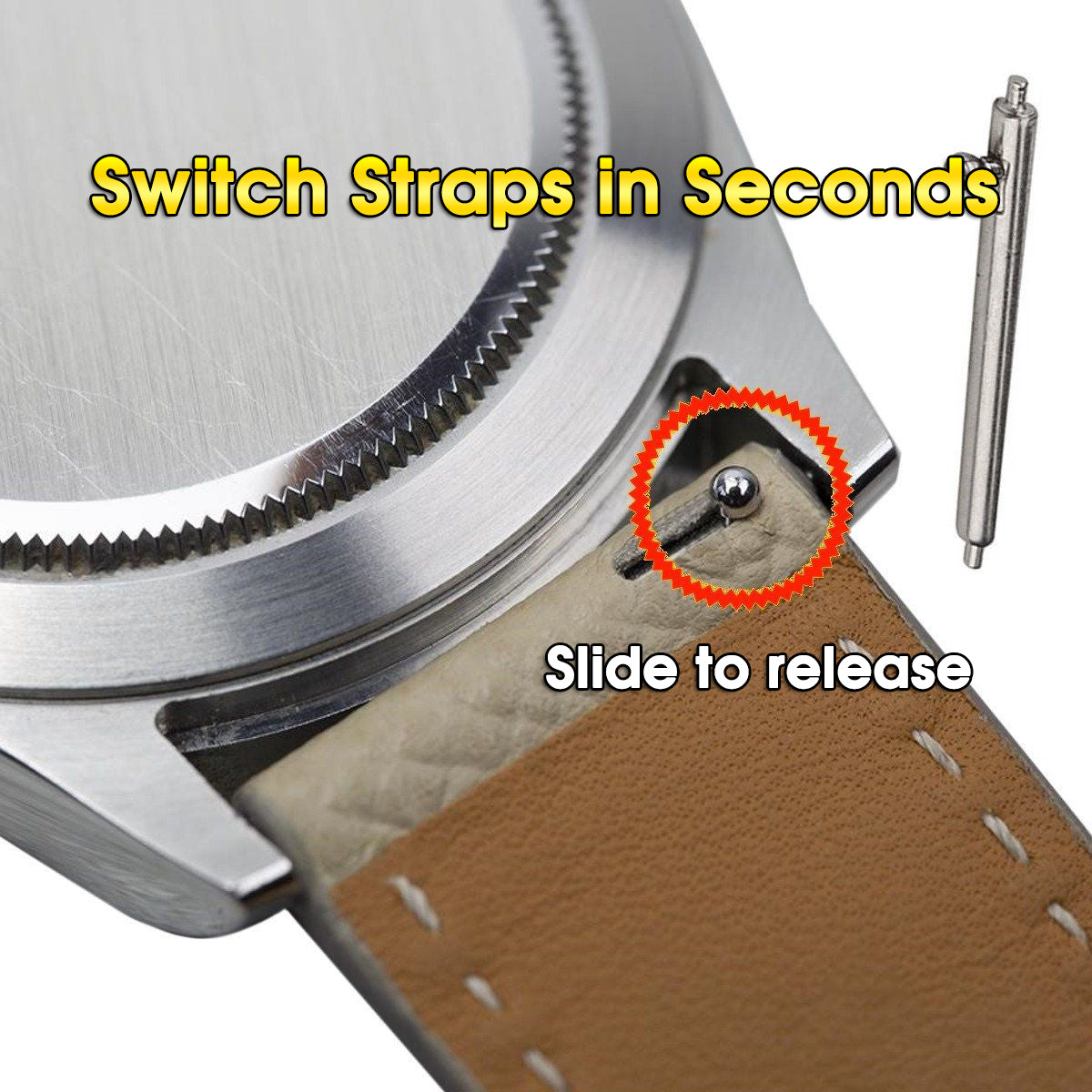 A'leather Handcrafted Togo Leather Watch Strap