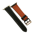 Black Leather Apple Watch Band - Handcrafted Replacement Strap | Aleather Handmade