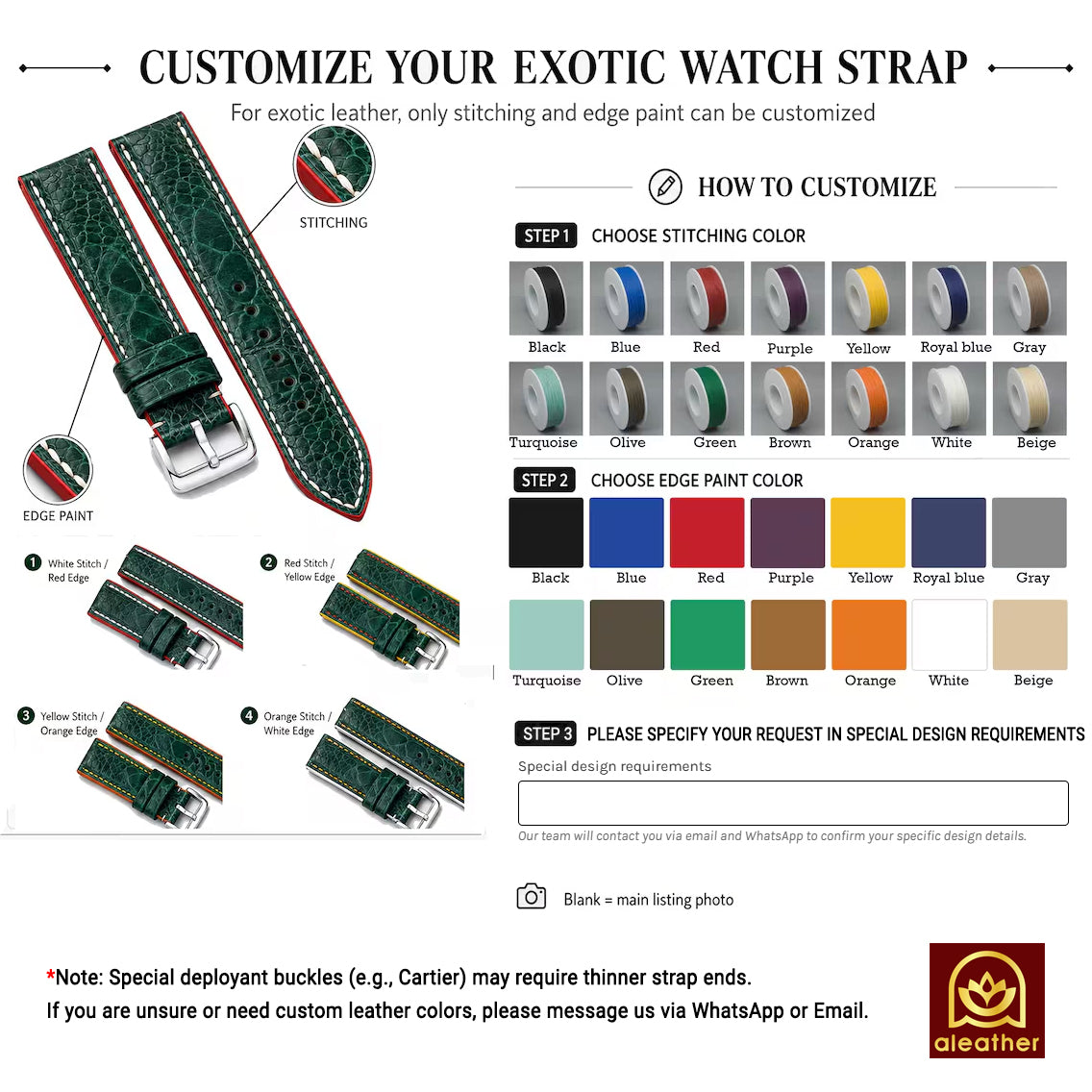21mm Longines Leather Strap – Custom Watch Band – Aleather Handmade