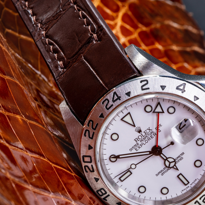 Rolex Explorer Alligator Leather Strap – Handcrafted Watch Band for Genuine Rolex OEM Buckle – Aleather Handmade