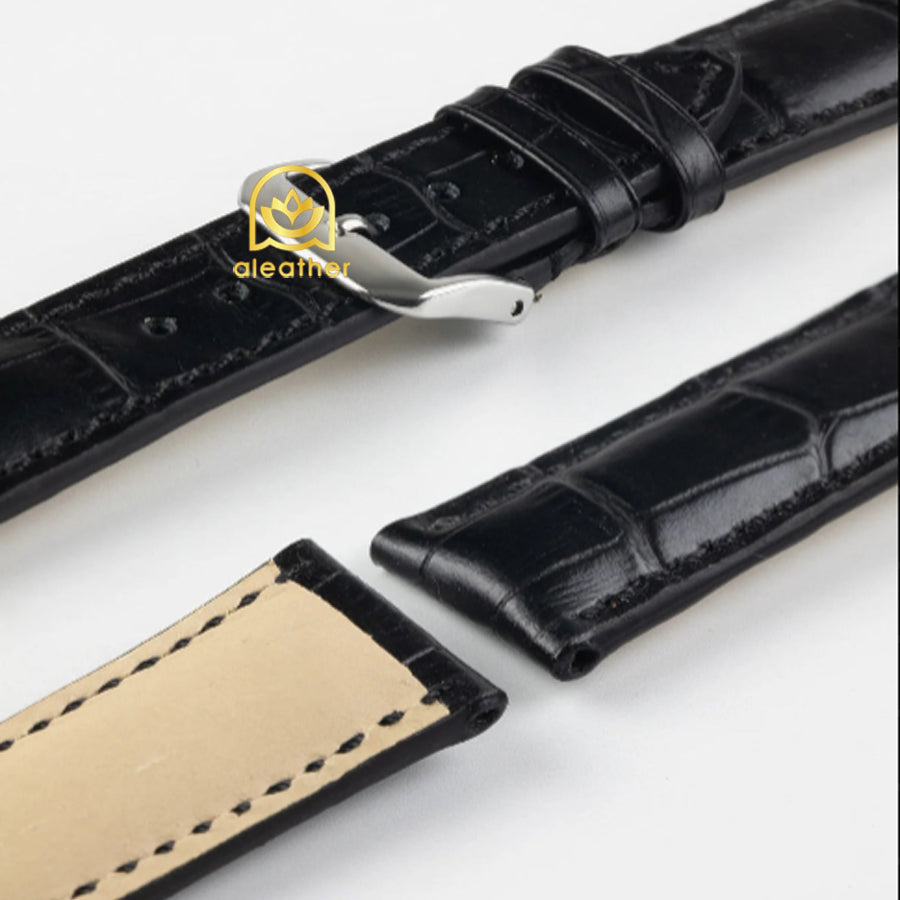Black Leather Watch Strap for Zenith - Handcrafted Replacement Band - Aleather Handmade