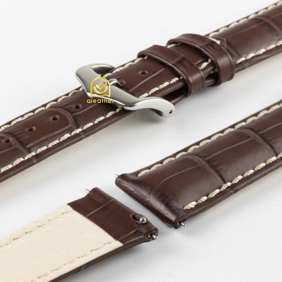 Brown Leather Watch Strap for Zenith - Handcrafted Replacement Band - Aleather Handmade