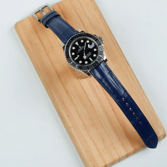 Rolex Yacht Master Alligator Leather Strap – Handcrafted Watch Band for Genuine Rolex OEM Buckle – Aleather Handmade