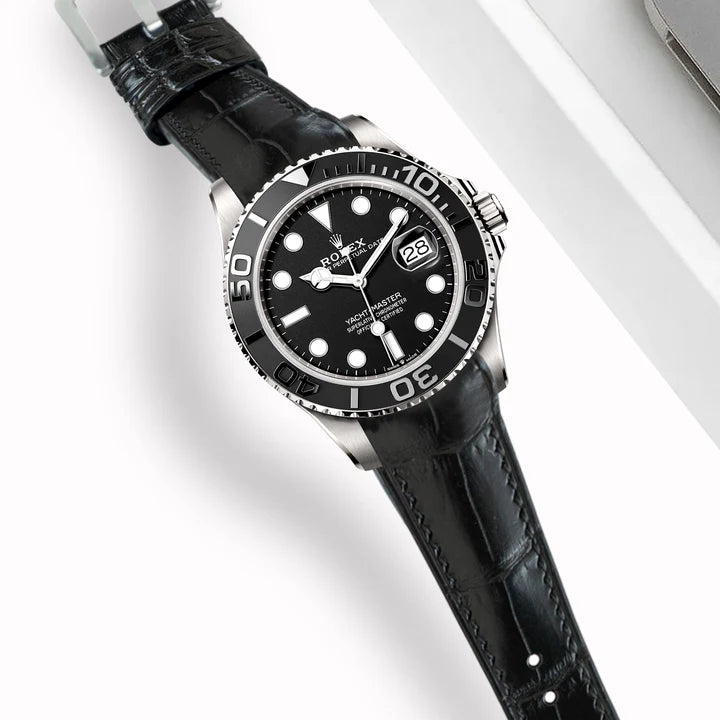 Rolex Yacht Master Alligator Leather Strap – Handcrafted Watch Band for Genuine Rolex OEM Buckle – Aleather Handmade