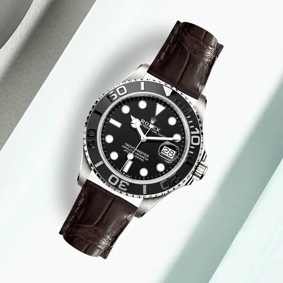Rolex Yacht Master Alligator Leather Strap – Handcrafted Watch Band for Genuine Rolex OEM Buckle – Aleather Handmade