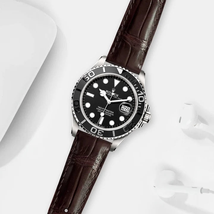 Rolex Yacht Master Alligator Leather Strap – Handcrafted Watch Band for Genuine Rolex OEM Buckle – Aleather Handmade